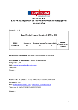 BAC+5 Management de la communication stratégique et commerciale