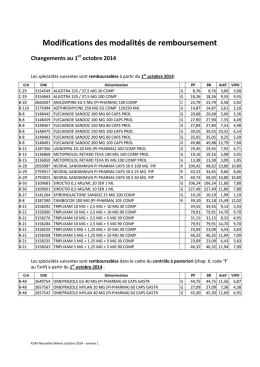 consulter la liste entière des modifications aux modalités de