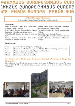 Collectif Européen Roumanie. 7 au 11 Mai, Târgu Jiu et Satu Mare