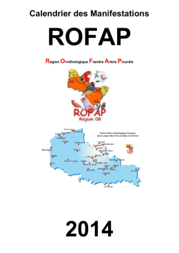 Calendrier des Manifestations ROFAP 2014