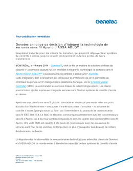 Genetec Announces Integration with ASSA ABLOY Aperio Wireless