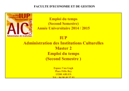 IUP AIC M2 Semestre 2 - Administration des Institutions Culturelles
