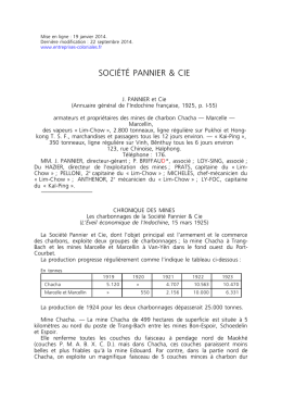 Charbonnages Pannier (TEXTE) - Les entreprises coloniales