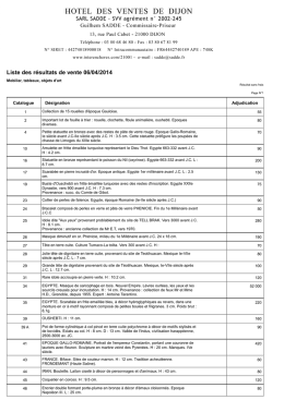 Liste des résultats de vente 06/04/2014
