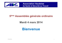 AVSST 2014 - Association Vaudoise de Santé et Sécutité au Travail