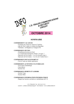 Info Octobre 2014 - Bienvenue au CE Thales Cholet
