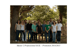 Master 2 Professionnel ECIL – Promotion 2014/2015