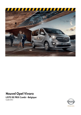 Nouvel Opel Vivaro LISTE DE PRIX Combi