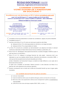 Dossier Candidature - 2014/2015 - PDF - Université Paris-Est