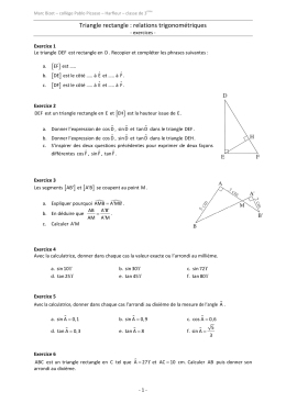 Triangle rectangle : relations trigonométriques