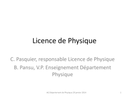 Licence de Physique - Département de Physique