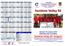 Programme Avignon - Asnières Volley 92