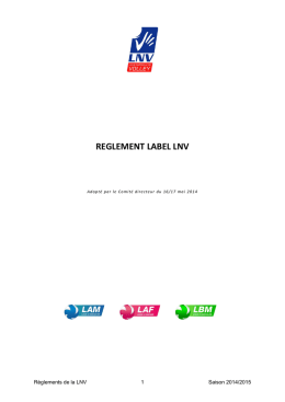 REGLEMENT LABEL LNV - Ligue Nationale de Volley