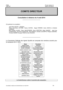 Comité Directeur - Consultation à distance du 4 Août 2014