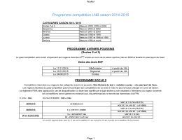 Programme compétition LNB saison 2014-2015