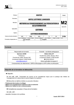 M2 - Département MEEF, ESPE Bourgogne
