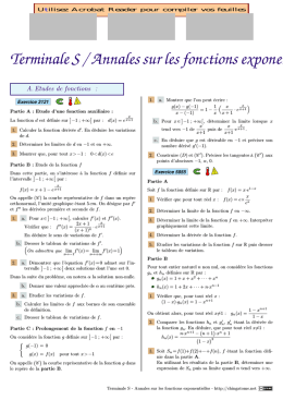 Terminale S / Annales sur les fonctions exponentielles
