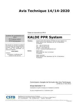 Avis Technique 14/14-2020 KALDE PPR System