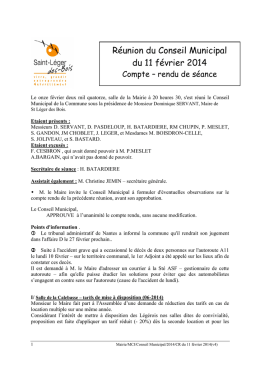 Conseil Municipal du 11 février 2014 - Saint-Léger-des-Bois