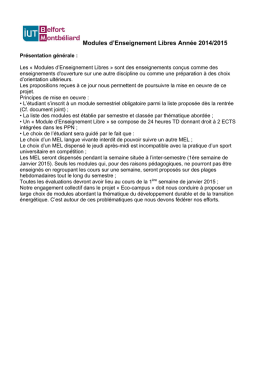 Semestre 1 2014-2015 - IUT de Belfort Montbéliard