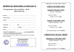 Bulletin de réservation billetterie spectacles Circo Mamma Mia