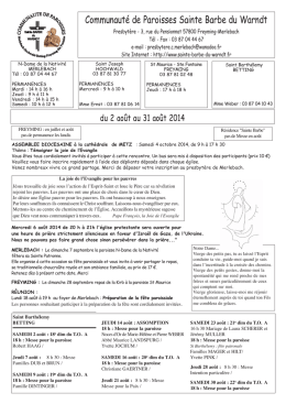 02/08/2014 - Communaut&eacute; de paroisses Sainte Barbe du Warndt