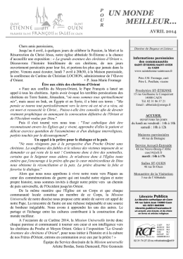 feuille du mois - Saint Etienne – Saint Ouen