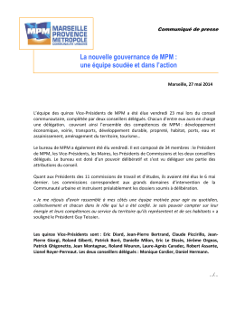 La nouvelle gouvernance de MPM - Marseille Provence Métropole