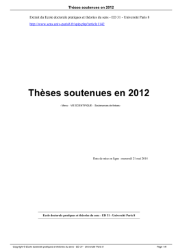 Thèses soutenues en 2012 - Ecole doctorale pratiques et théories