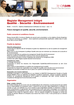 Magister Management intégré Qualité – Sécurité