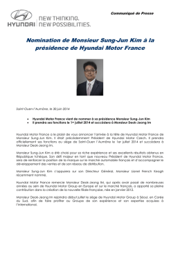 Nomination de Monsieur Sung-Jun Kim à la présidence de Hyundai