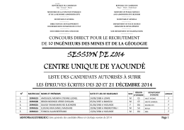 Liste des candidats Mines et G&eacute;ologie 2014