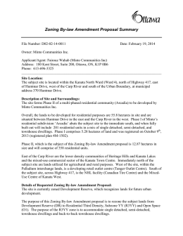 Zoning By-law Amendment Proposal Summary