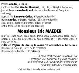 Monsieur Eric MAEDER