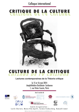 Critique de la culture. Culture de la critique. Lectures