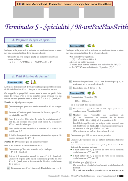 Terminales S - Spécialité / 98-unPeuPlusArithmetique