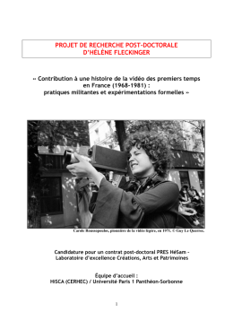 Projet de recherche Hélène Fleckinger