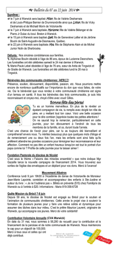  Bulletin du 07 au 22 juin 2014  - Paroisses des Bois