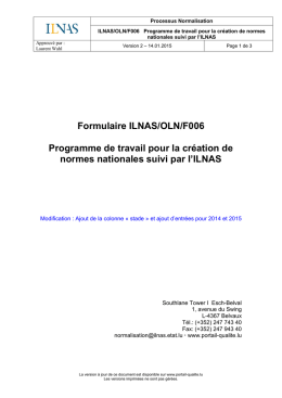 Formulaire ILNAS/OLN/F006 Programme de travail pour la création