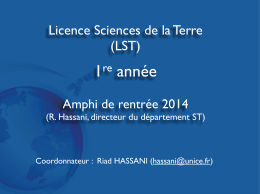 1re année - département SCIENCES DE LA TERRE
