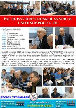 PAF ROISSY/ORLY: CONSEIL SYNDICAL UNITE SGP POLICE FO