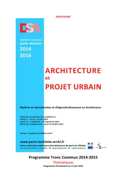 Programme provsoire 2014-2015