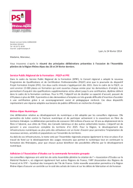 Service Public Régional de la Formation : PQCP et PFE Rhône