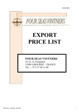EXPORT PRICE LIST - Four Seas vintners