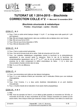 COLLE Biochimie 2014 - Correction