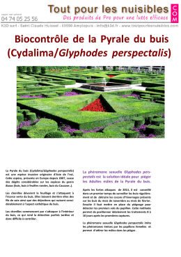 Biocontrôle de la Pyrale du buis (Cydalima/Glyphodes