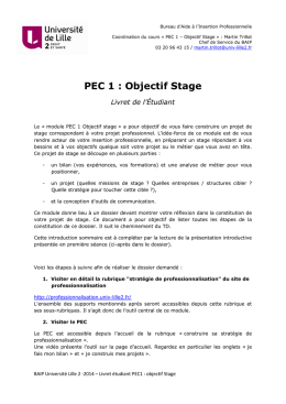 PEC 1 : Objectif Stage - Site de professionnalisation