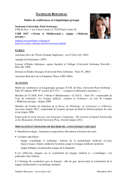 Consulter le CV et les publications de Nathalie ROUSSEAU