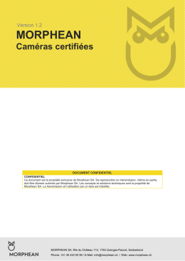 Caméras supportés and certifiés