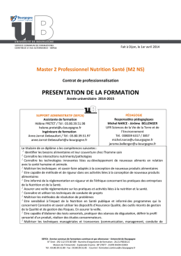Présentation du M2 nutrition santé en contrat de professionnalisation